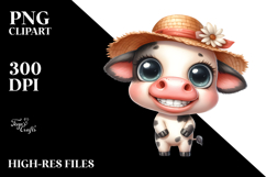 Expressive Baby Cow with Sun Hat Standing Up Product Image 2