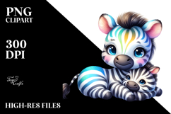 Colorful Baby Zebra Smiling and Cuddling Product Image 2