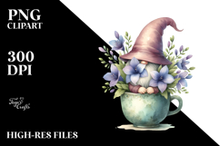 Cute GNOME with Lobelia Floral PNG Product Image 2
