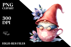 Cute GNOME with Lobelia Floral PNG Product Image 2