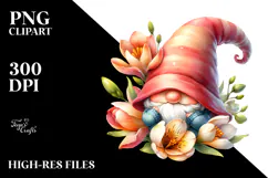 Cute Gnome with Freesia, Transparent PNG Product Image 2