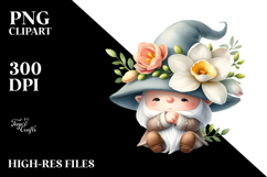 Cute GNOME with Big Hat and Freesia PNG Product Image 2