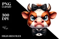 Watercolor Funny Cow with Bow and Tie Product Image 2