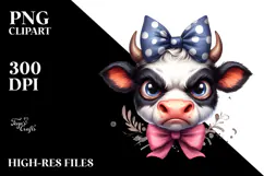 Simple Cow with Bow and Tie, High-Res PNG Product Image 2