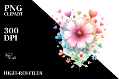 Colorful Simple Flower with Heart Petals PNG Product Image 2
