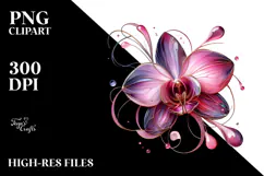 Glossy Orchid Watercolor Splash, PNG Product Image 2