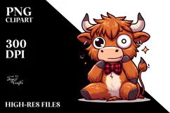Goofy Highland Cow with Bow Tie, PNG Product Image 2