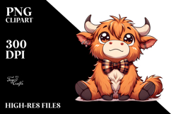 Goofy Highland Cow with Bow Tie, PNG Product Image 2