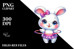 Happy Baby Rabbit with Hula Hoop PNG Product Image 2