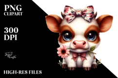 Baby Cow with Bow and Tie, High-Res PNG Product Image 2