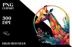 Vibrant Watercolor Giraffe, Transparent PNG Product Image 1