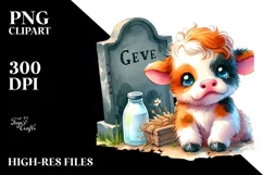 Cute Vibrant Baby Cow | Simple Clipart Product Image 1