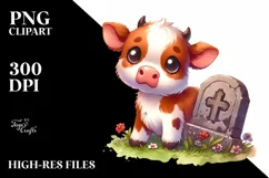Cute Vibrant Baby Cow | Simple Clipart Product Image 1