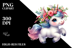 Running Cute Baby Unicorn PNG Product Image 2