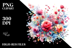 Colorful Red Roses Vintage PNG Product Image 2