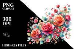 Colorful Red Roses Vintage PNG Product Image 2
