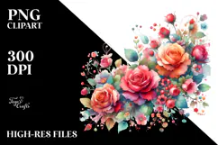 Colorful Red Roses Vintage PNG Product Image 2