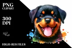 Cute Colorful Rottweiler Art | Sublimation | Clipart Product Image 3
