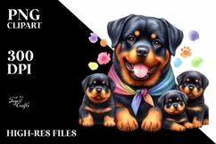 Colorful Watercolor Rottweiler Clipart Product Image 1