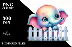 Colorful Baby Elephant Smiling | Sublimation Clipart Product Image 3