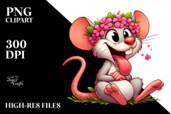 Goofy Mouse with Flower Crown PNG Product Image 2