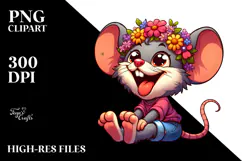 Goofy Mouse with Flower Crown PNG Product Image 2