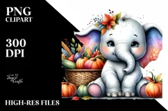 Vibrant Quirky Baby Elephant Clipart Product Image 3