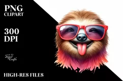 Funny Sloth Tongue Watercolor Clipart Product Image 1