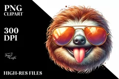 Funny Sloth Tongue Watercolor Clipart Product Image 3