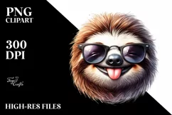 Funny Sloth Tongue Watercolor Clipart Product Image 1