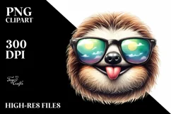 Funny Sloth Tongue Watercolor Clipart Product Image 3
