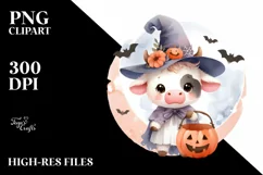 Cute Baby Cow with Halloween Costume, Transparent PNG Product Image 1