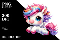 Vibrant Cute Baby Unicorn PNG Product Image 2