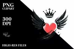 Heart with Wings and Crown, Transparent PNG Product Image 2