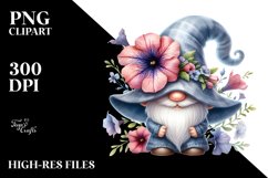 Cute Gnome with Big Hat and Petunia PNG Product Image 2