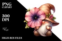 Cute Gnome with Big Hat and Petunia PNG Product Image 2
