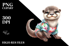 Baby Otter Wearing Beachwear PNG Product Image 2