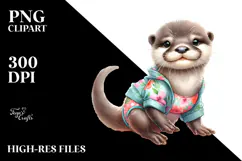 Baby Otter Wearing Beachwear PNG Product Image 2