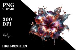 Glossy Hibiscus Shiny Material Sublimation Clipart Product Image 1