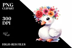 Cute Swan Vivid Flower Crown PNG Product Image 3