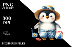 Baby Penguin Wearing Beachwear PNG Product Image 2