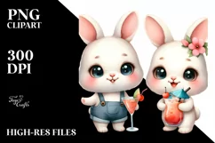 Expressive Baby Rabbit with Cocktails | Cute Clipart Product Image 3