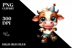 Cow with Party Hat and Goofy Smile | Clipart Product Image 1