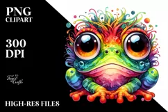Colorful Layered Watercolor Cute Baby Frog Product Image 1