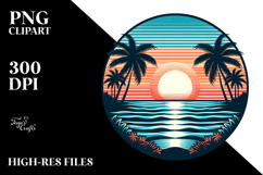 Retro Tropical Beach Sunset PNG Product Image 2