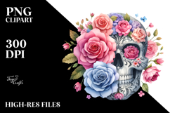 Cute Skull with Flowers, PNG Product Image 2