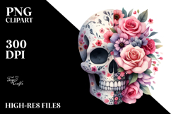 Cute Skull with Flowers, PNG Product Image 2