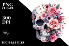 Cute Skull with Flowers PNG Product Image 2