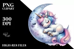 Baby Unicorn on Moon | Sublimation | Clipart Product Image 3