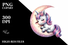 Baby Unicorn on Moon | Sublimation | Clipart Product Image 3